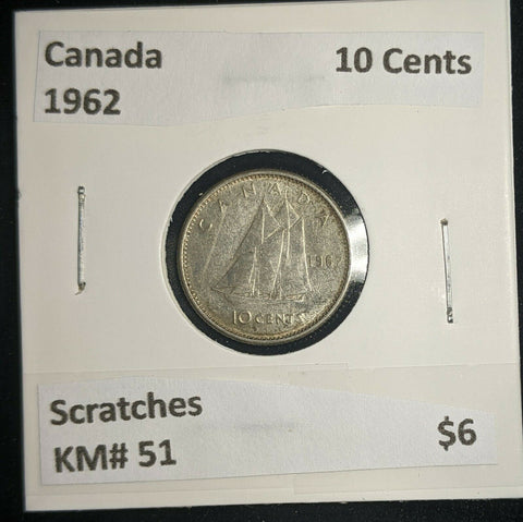 Canada 1962 10 Cents KM# 51 Scratches #986