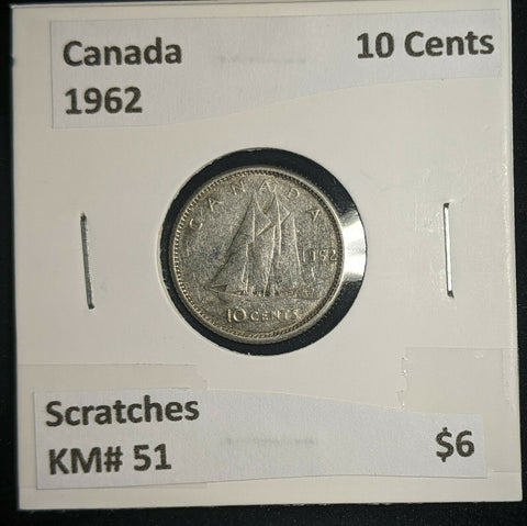 Canada 1962 10 Cents KM# 51 Scratches #512