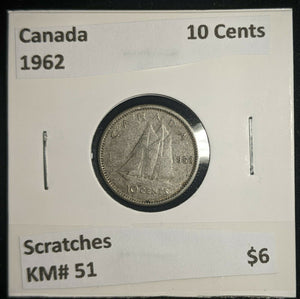Canada 1962 10 Cents KM# 51 Scratches #132