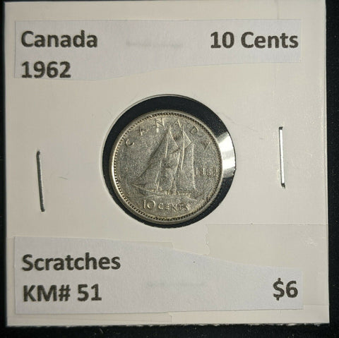 Canada 1962 10 Cents KM# 51 Scratches #514