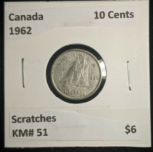 Canada 1962 10 Cents KM# 51 Scratches #183