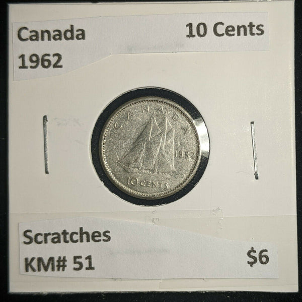 Canada 1962 10 Cents KM# 51 Scratches #183