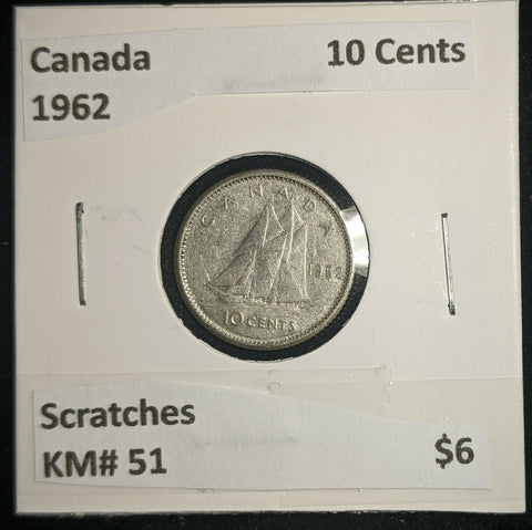 Canada 1962 10 Cents KM# 51 Scratches #183