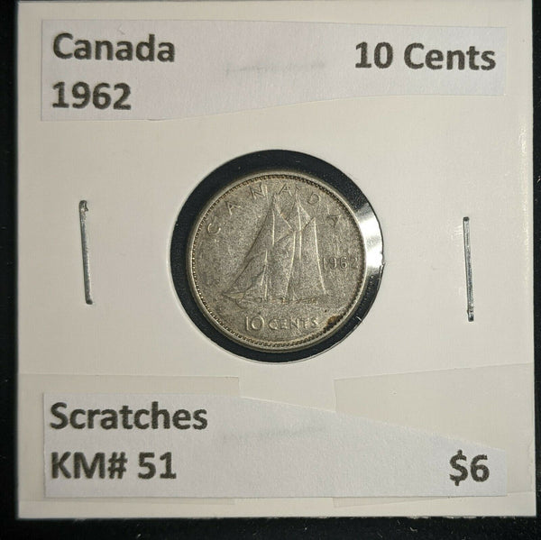 Canada 1962 10 Cents KM# 51 Scratches #932