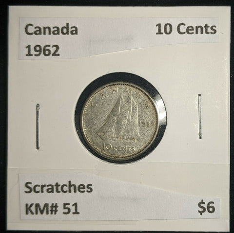 Canada 1962 10 Cents KM# 51 Scratches #926