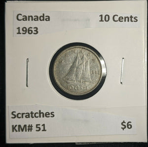 Canada 1963 10 Cents KM# 51 Scratches #007