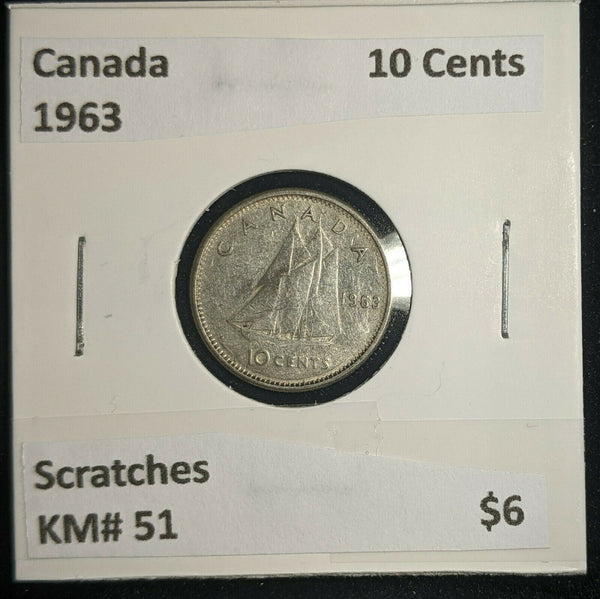Canada 1963 10 Cents KM# 51 Scratches #010
