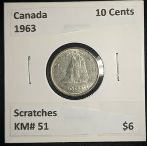 Canada 1963 10 Cents KM# 51 Scratches #063