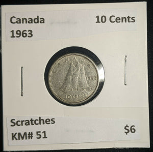 Canada 1963 10 Cents KM# 51 Scratches #035