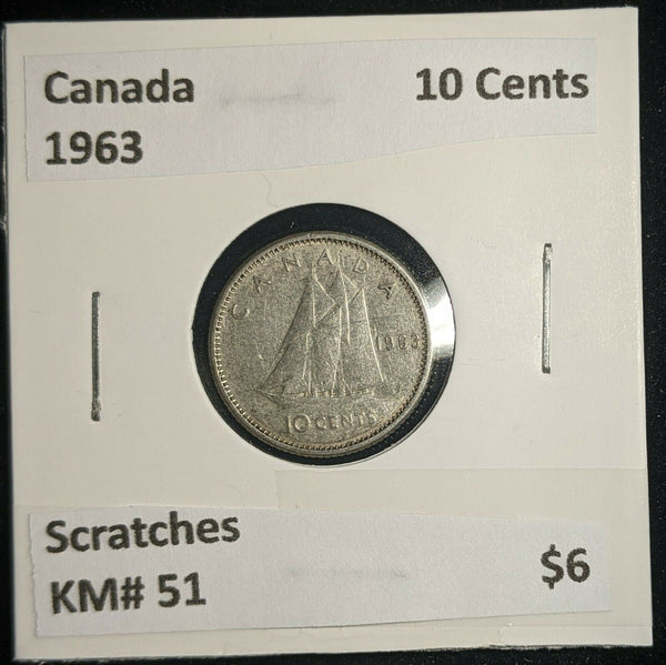Canada 1963 10 Cents KM# 51 Scratches #035