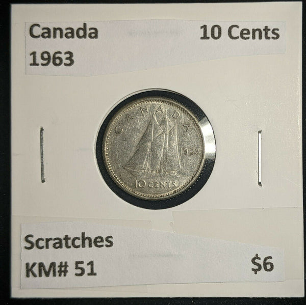 Canada 1963 10 Cents KM# 51 Scratches #037