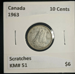 Canada 1963 10 Cents KM# 51 Scratches #044