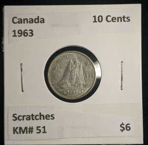 Canada 1963 10 Cents KM# 51 Scratches #013