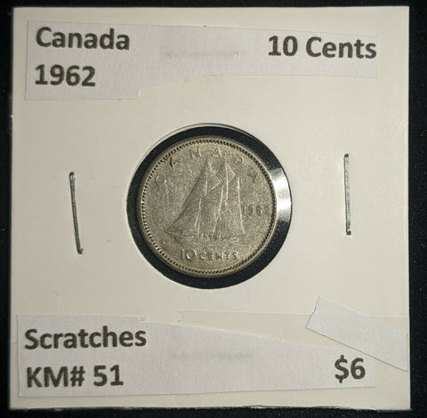 Canada 1962 10 Cents KM# 51 Scratches #161