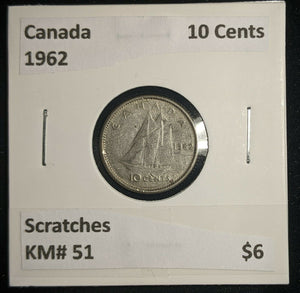 Canada 1962 10 Cents KM# 51 Scratches #998