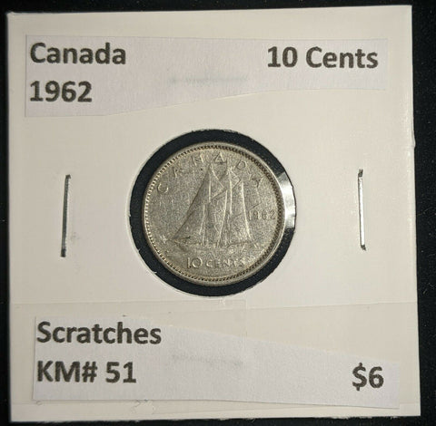 Canada 1962 10 Cents KM# 51 Scratches #991
