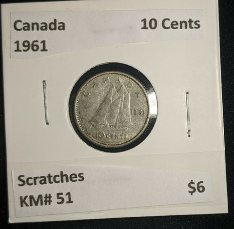 Canada 1961 10 Cents KM# 51 Scratches #988