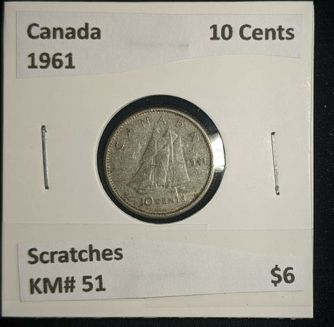 Canada 1961 10 Cents KM# 51 Scratches #501