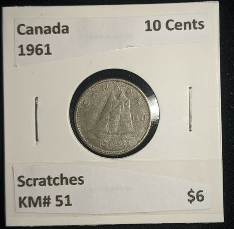 Canada 1961 10 Cents KM# 51 Scratches #502