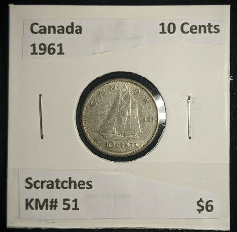 Canada 1961 10 Cents KM# 51 Scratches #180