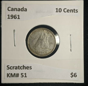 Canada 1961 10 Cents KM# 51 Scratches #220