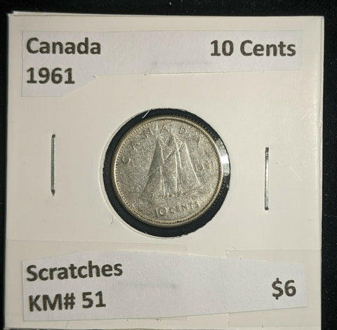 Canada 1961 10 Cents KM# 51 Scratches #182