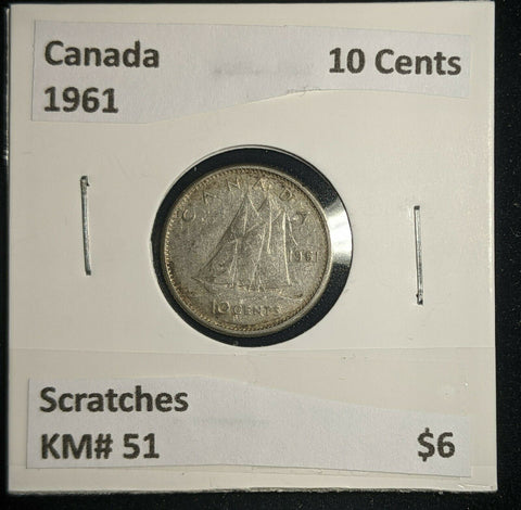 Canada 1961 10 Cents KM# 51 Scratches #208