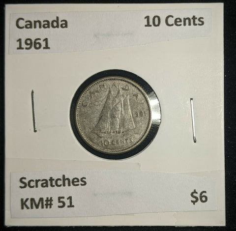 Canada 1961 10 Cents KM# 51 Scratches #191