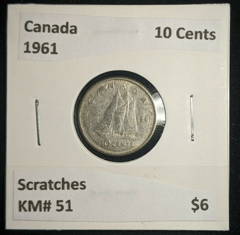 Canada 1961 10 Cents KM# 51 Scratches #990