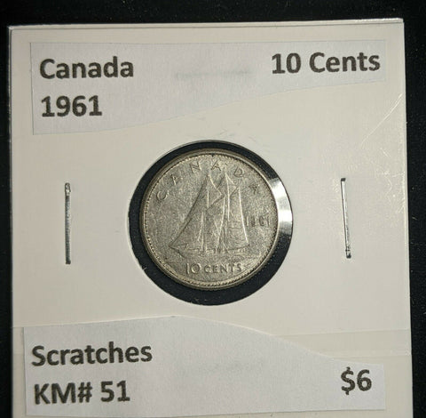 Canada 1961 10 Cents KM# 51 Scratches #505