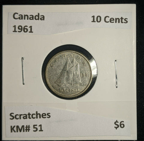 Canada 1961 10 Cents KM# 51 Scratches #987