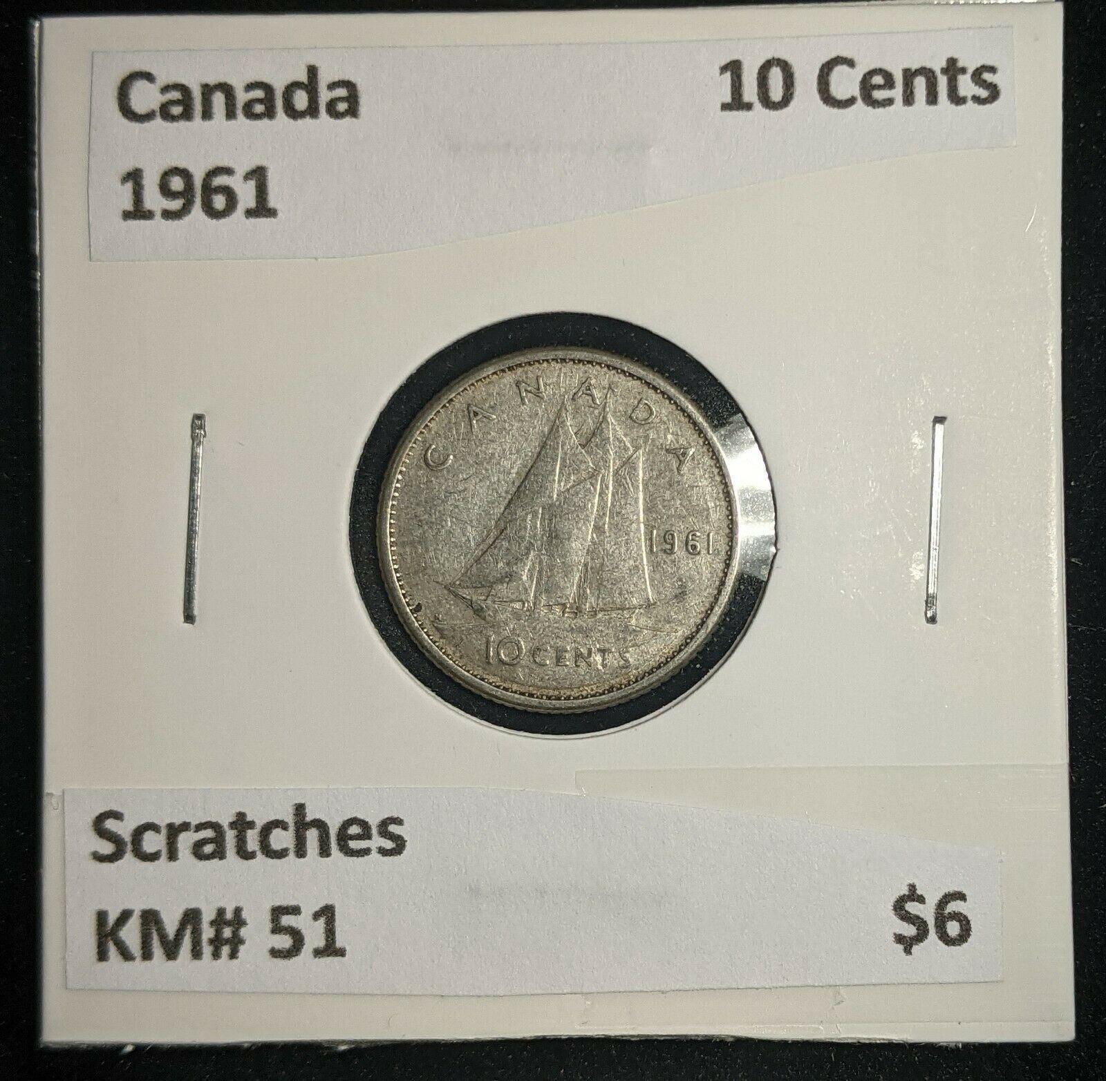 Canada 1961 10 Cents KM# 51 Scratches #999