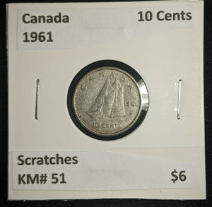 Canada 1961 10 Cents KM# 51 Scratches #999