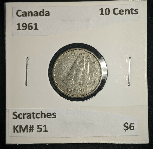 Canada 1961 10 Cents KM# 51 Scratches #999
