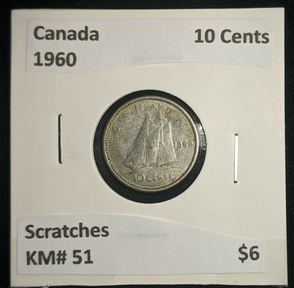 Canada 1960 10 Cents KM# 51 Scratches #1343