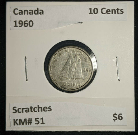 Canada 1960 10 Cents KM# 51 Scratches #124