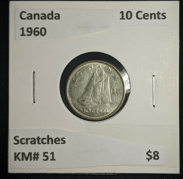 Canada 1960 10 Cents KM# 51 Scratches #039