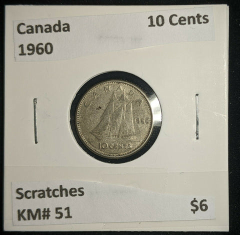 Canada 1960 10 Cents KM# 51 Scratches #114