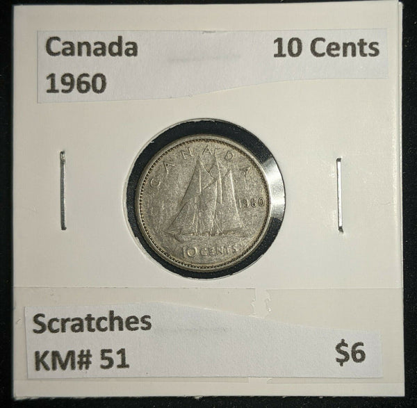 Canada 1960 10 Cents KM# 51 Scratches #111