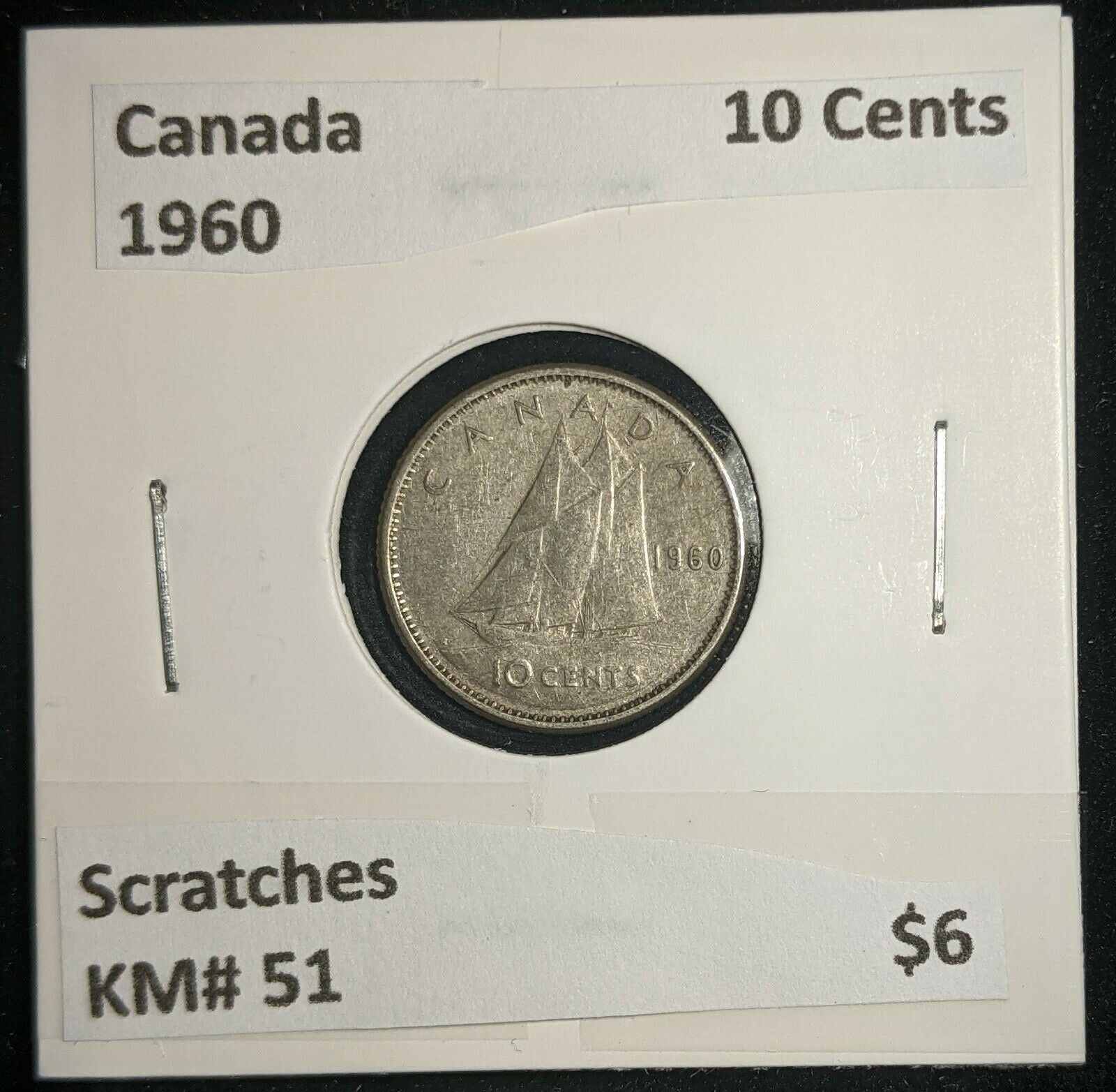 Canada 1960 10 Cents KM# 51 Scratches #086