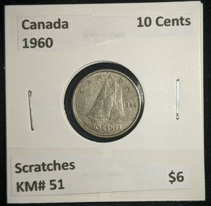 Canada 1960 10 Cents KM# 51 Scratches #086