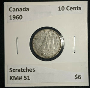 Canada 1960 10 Cents KM# 51 Scratches #518