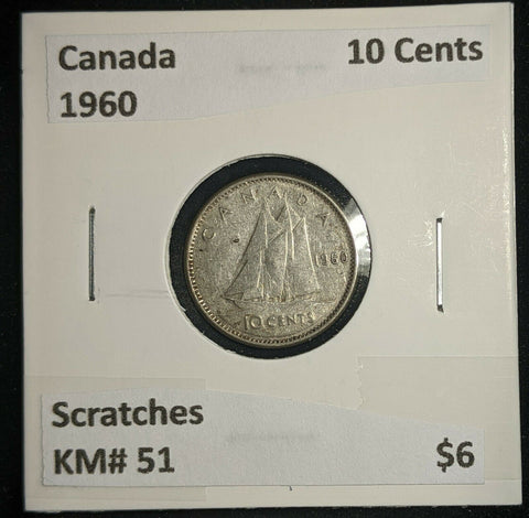 Canada 1960 10 Cents KM# 51 Scratches #996