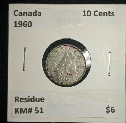 Canada 1960 10 Cents KM# 51 Residue #516