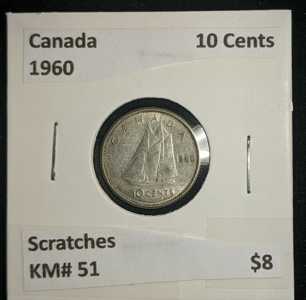 Canada 1960 10 Cents KM# 51 Scratches #495