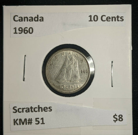 Canada 1960 10 Cents KM# 51 Scratches #495