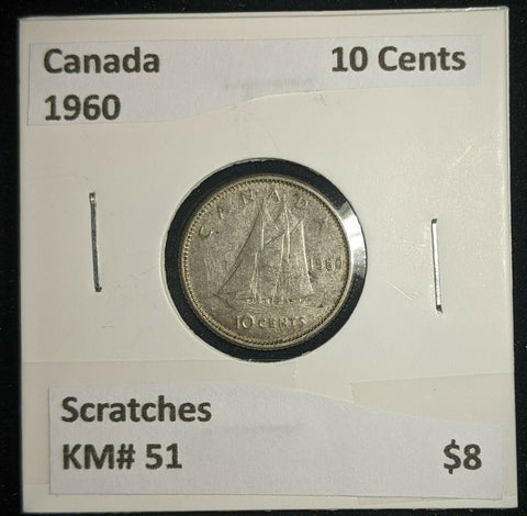 Canada 1960 10 Cents KM# 51 Scratches #492