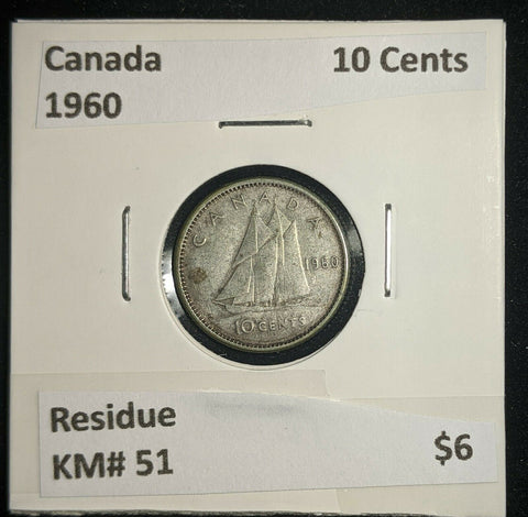 Canada 1960 10 Cents KM# 51 Residue #1153