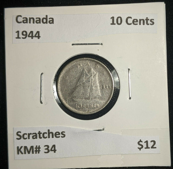 Canada 1944 10 Cents KM# 34 Scratches #051    #9B