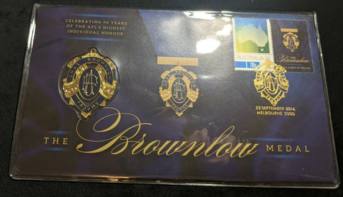 2014 AFL 90 Years of The Brownlow Medal Medallion Cover PNC Low Number #23